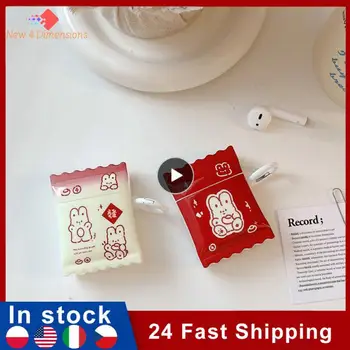 1 ~ 10ШТ Калъф Сладко Line Rabbit Коледна Червен За Apple Airpods 1 2 3 3D Кутия Бонбони за Air Шушулките 2 Защитен калъф за слушалки