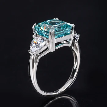 10*10 мм натрошен лед Пръстен с высокоуглеродистым диамантен пръстен S925 сребро мятно-зелена кройката, дамски бижута, подаръци за сватбени партита с кристали