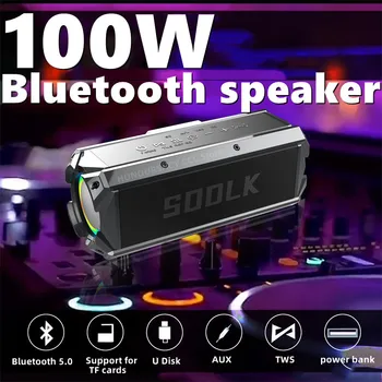 100 Вата мощност на безжична Bluetooth високоговорител преносима звукова колона 360 стерео съраунд субуфер Система за домашно кино TWS boombox