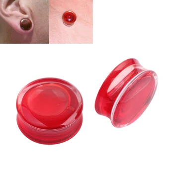 2 бр./лот, червени обеци-втулки с течна кръв, акрилни ушни сензори, 6-16 мм, ушния удължител, тунели за пиърсинг и бижута за мъже