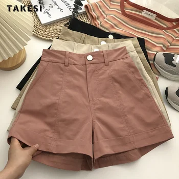 2023 Лято корейски реколта дънкови къси панталони с висока талия, обикновена дънкови къси панталони за жени, ежедневни градинска дрехи, приталенные шорти унисекс