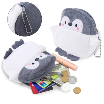 3D Пингвин, кесия за монети, чанта-месинджър, чантата с анимационни любимци, скъпа чанта за лични карти и картички, плюшени портмонета, ключодържател, окачване-чар, чанти-портфейли