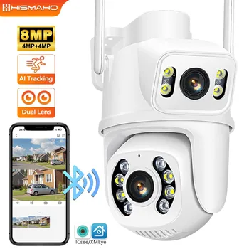 8-Мегапикселова Камера за Сигурност С Двоен Обектив 4K WIFI Външна PTZ IP Камера Buletooth Свързване Защита на Дома Видеонаблюдение Проследяване на човек