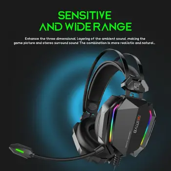 A32 Жични Слушалки от висок Клас Субуфер RGB С Дышащим Светлина 3,5 мм USB Слот Слушалка Без Загуба с Mircophone за Компютър