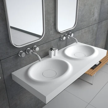 BS-8421 Нов дизайн, окачени на мивки за баня от каменна смола с две банята включва: санитарен фаянс, двойна мивка за измиване