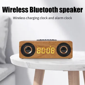 Caixa De Som Многофункционален portable alarm clock, wooden Безжична Bluetooth субуфер ТЕЛЕВИЗОР високоговорител за домашно кино Колонковый говорител
