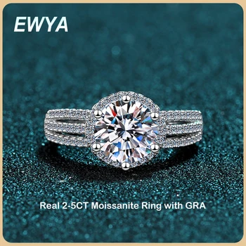 EWYA Луксозни Дизайнерски Пръстени С Муассанитом D Цвят 2-5CT От Естествен Муассанита За Жени, Изискани Бижута, диамантен Пръстен От Сребро S925, Годежен Пръстен