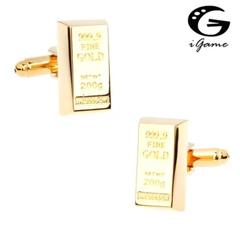 iGame, Златни копчета за ръкавели в ивица, качествен месинг материал, дизайн 