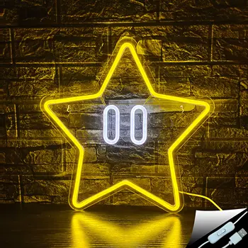 Led осветление неон Star Design Wall Art Room Decor Неонова реклама с захранван от USB за нощни осветителни тела в спалнята Kawaii Kids