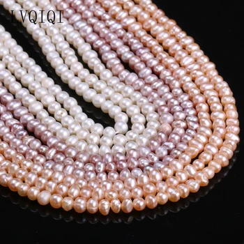 LVQIQI Естествени сладководни култивирани перли, Мъниста кръгли 100% естествени перли за бижута Колие гривна 13 инча