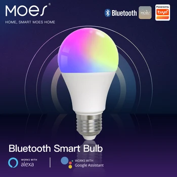 MOES Bluetooth Led крушка E27 Dimmable Smart Light Лампа с регулируем цвят, съвместима с Alexa и Google Voice, идеален за парти