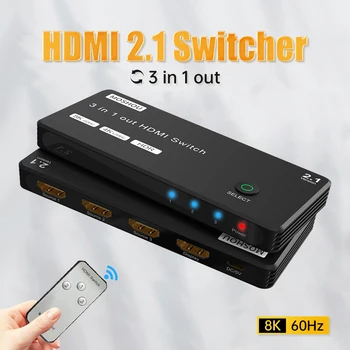 MOSHOU 3 В 1 Изход 8 КЪМ HDMI 2,1 Премина Избора HD Превключващ Сплитер 8 До @ 60 Hz 4 До @ 120 Hz за преносими КОМПЮТРИ Switch TV Box PS4 PS5