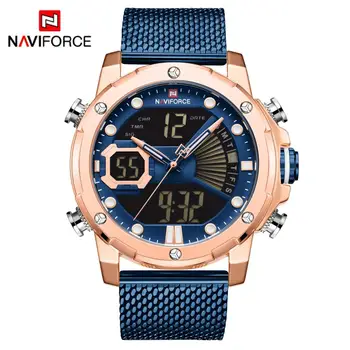 NAVIFORCE Мъжки часовници Топ луксозна марка за мъжки спортни часовници мъжки кварцов LED цифров часовник мъжки напълно стоманени военни ръчен часовник