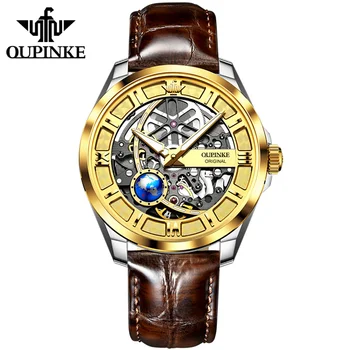 OUPINKE 3268 Автоматично Мъжки Часовник Япония-Seiko Movt Механични Часовници От Вольфрамовой Стомана Сапфировые Ръчен Часовник Skeleton Clock 5ATM
