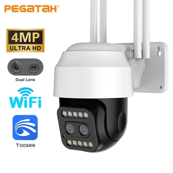 PEGATAH 4MP PTZ WiFi Камера С двойна Леща, Цветно Нощно Виждане, Детекция на Човека, Камера за Видеонаблюдение IP Камера Дома за Сигурност