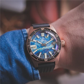 Proxima Механичен мъжки часовник 62MAS автоматично бронзови часовници CUSN8 Diver Watch NH35 Sapphire Звездна нощ мъжки спортни часовници