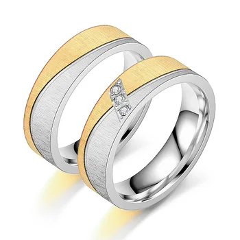 Ramos Пръстени за жени, мъжки годежен пръстен, годежни пръстени с кристали от неръждаема стомана 316L, подарък