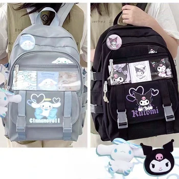 Sanrio Cinnamoroll My Melody Kuromi училищна чанта с голям капацитет cartoony ученическа раница от серията Jk Раница за момичета Kawaii училищна чанта