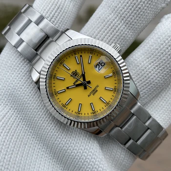 SD1933, мъжки часовник за гмуркане с жълт циферблат, водоустойчив 20 бара, светещи японски механични часовници с автоматично дизайн NH35 STEELDIVE