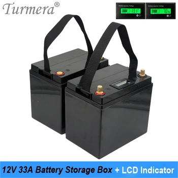 Turmera 12 В 33A Батерия Кутия За Съхранение на ръка LCD Дисплей Индикатор за 18650 26650 21700 32700 Lifepo4 Батерии за Слънчева Енергия на Системата за Прилагане на