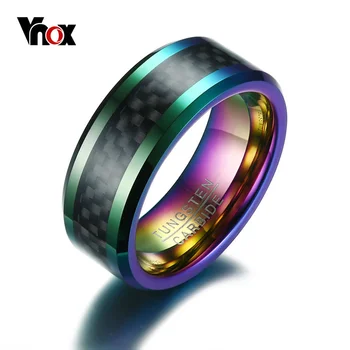 Vnox вольфрамовое мъжки пръстен с углеродным влакна, 8 мм, мъжко годежен пръстен на пръста си, годежни пръстени, размерът на САЩ 8 9 10 11 12