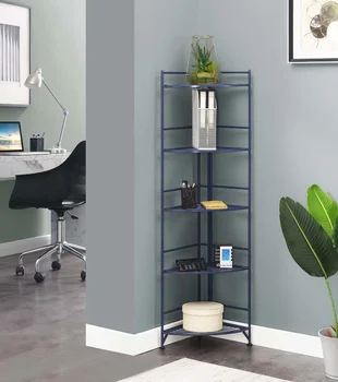 Xtra Storage 5-степенна сгъваема метална ъглова полк, кобальтово-синя bookshelf Мебелен куб Полк Книгата на рафтове, полици за съхранение