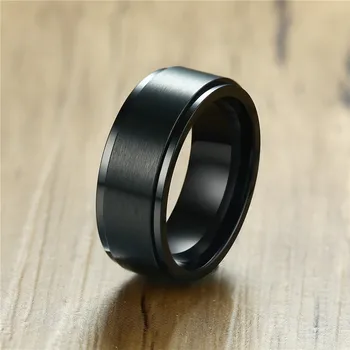 ZORCVENS Въртящо се пръстен от неръждаема стомана за мъже със скъпоценни камъни, замръзнали централно сватбена годежен пръстен, с качествени мат мъжки бижута