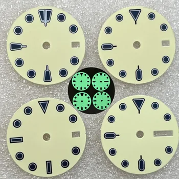 Аксесоари за часовници Циферблат 28,5 мм, Механичен водолазный циферблат C3 Зелен Светлинен Подходящ за механизъм NH35/NH36/NH34