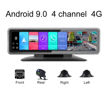 Арматурното табло, WiFi, Android 9.0 Дисплей 4 канала 4G автомобилна камера на 360 градуса и Огледален видео рекордер с GPS навигация HD 720P видео рекордер