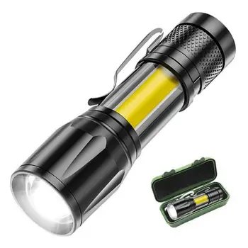 Вградена батерия, факел с повишен фокусно разстояние, мини led фенерче, регулируема фенерче-писалка на 2000 лумена, водоустойчива лампа за отдих