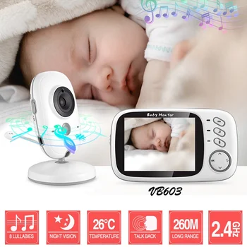 Видеоняня VB603 3,2 Инча(А) А) LCD дисплей 2,4 G За Майките И Децата Двупосочна Аудио Бавачка Камера за Наблюдение на Температурата Екран