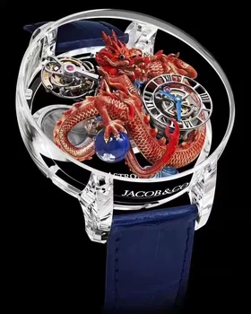 Висок клас небесни ръкохватката на азиатския дракон Механични ръчни часовници ограничена версия на модерен часовник