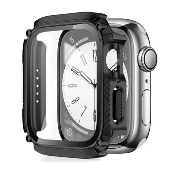 Водоустойчив Калъф за Apple Watch 7 8 45 мм 41 мм 44 мм 40 мм и Защитно покритие за екрана от Закалено Стъкло, Броня iWatch 4 5 SE 6, Аксесоари