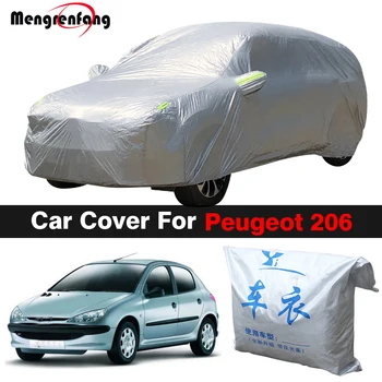 Външен автомобилен калъф със защита от ултравиолетови лъчи, козирка, устойчив на дъжд, сняг, прах, авточехол за Peugeot 206 Седан, хетчбек, купе, кабриолет и SW