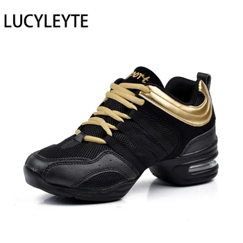Гореща спортна характеристика на Мека дишаща подметка танцови обувки маратонки LUCYLEYTE за жени, практикуващи модерен джаз 