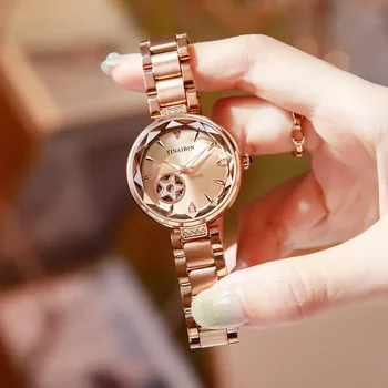 Дамски механични часовници от истинско злато, водоустойчив, луксозен дизайн 2023 година damen uhren
