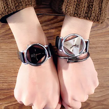 Дамски часовник Дамски ръчен кварцов съвременни нови луксозни модни Уникални издълбани триъгълни скали Случайни подарък за женските часа