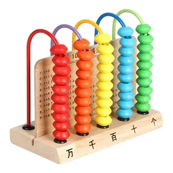 Дървена Abacus Монтесори, Посредник Между Ръководството Мъниста В 5 Различни Цвята, В Началото Развитие На Математически Преброяване Играчка С 50 Мънистен За Деца