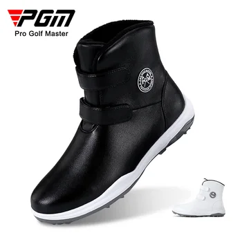 Женски обувки за голф Pgm с руното облицовка, водоустойчив материал и устойчиви срещу хлъзгане подметка, подходящи за практикуване на есента и зимните спортове