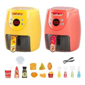 Играчка въздушна фритюрник, с променящ се цвят, малък готвач, слот комплект за печене, кухненски уреди, детски играчки, детски въздушна фритюрник с детска храна