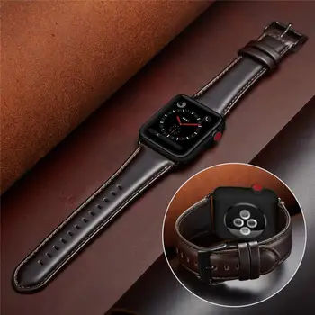 Кожена каишка за Apple Watch band 44 мм 40 мм iwatch band 42 мм, 38 мм и каишка от естествена кожа гривна Apple Watch Серия 3 4 5 se 6