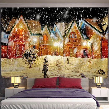 Коледна коледна нощ, гоблени, стенен декор, естетичен декор за хола и спалнята в стил хипи, декорация на дома