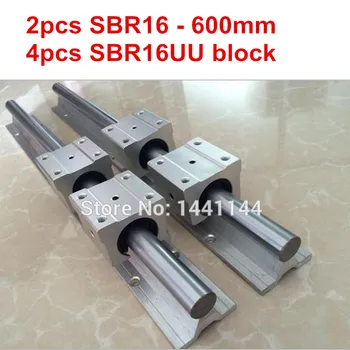 Линейна употреба SBR16: 2 елемента линейна употреба SBR16 - 600 мм + 4шт блок SBR16UU за детайли с CNC
