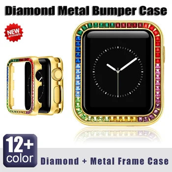 Луксозен калъф с диаманти за Apple Watch Ultra Band series 8 7 6 5 4 3 2 SE, метална броня, рамка, калъф за iWatch protector