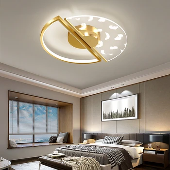 Луксозен тавана лампа от скандинавски метал, детска спалня, творчески тавана лампа, ресторант Lihgt, златна лампа за дневна, балкон