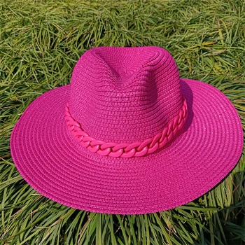 Лятна шапка, нова регулируема джаз сламена шапка за мъже и жени, фетровая шапка от слънцето, плажна шапка, джаз шапка с рози, сламена шапка за жени