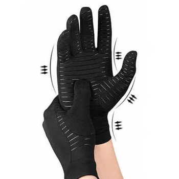 Медни компресия ръкавици при артрит, ръкавици за ръце, в подкрепа на китките, нескользящие унисекс ръкавици, облекчение на болки в ставите на пръстите, китката