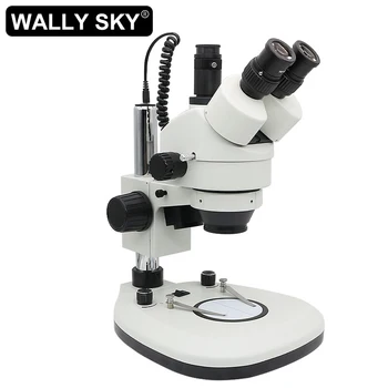 Микроскоп с 7X-45Ч Увеличение, Тринокулярный Стереомикроскоп с Горната част на Долната Led Подсветка, Окуляр WF10X, Инструмент за Запояване, Телефон