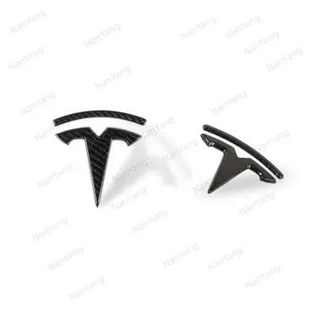 Модел 3 Y Стикер с логото на настоящия въглеродни влакна, значки, стикери за преден заден багажник, логото на колата за Tesla, емблемата на модели Y, черен мат