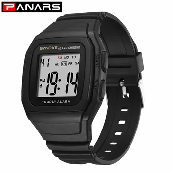 Мъжки спортни часовници PANARS 9023 с черна каишка, водоустойчив и удароустойчив квадратни цифрови ежедневни мъжки електронни часовници, директна доставка